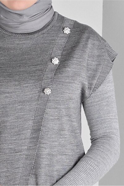 TRENDTESETTÜR WOMEN'S GRAY (GREY MELANGE) KNITSUETER T 43124