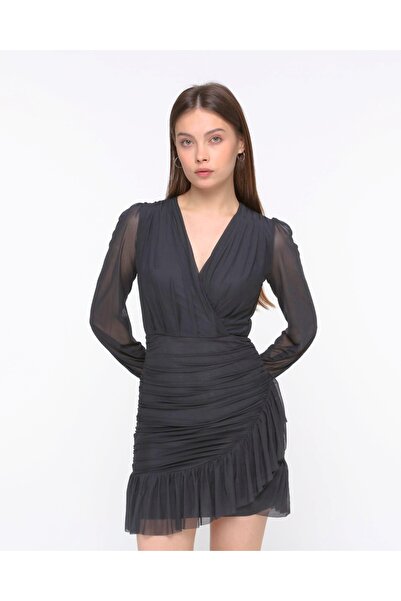 Gizacape outdoors Tylové šaty s nařasenými rukávy