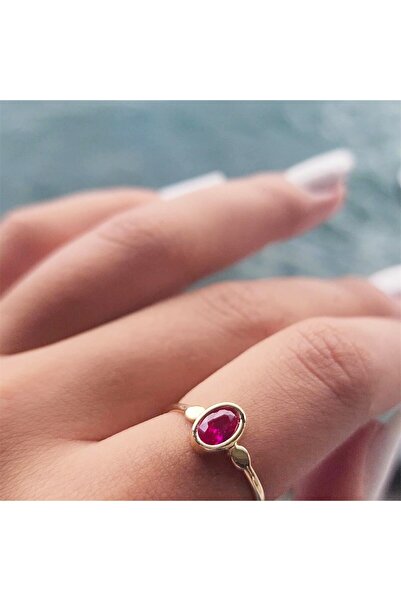 FasekGold Gümüş Yüzük - Ruby Taşlı Tek Taş Evlilik Teklifi Yüzüğü-0.90 Karat Kristal Opal 925 Ayar Gümüş Yüzük