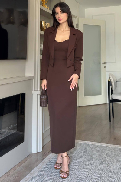 MYA Kadın Askılı Elbise ve Ceket Takım | Alt-Üst Takım