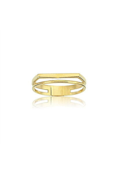 FasekGold Taşsız Altın Yüzük - 14 Ayar Altın Çift Çizgi Minimal Altın Kadın Y...
