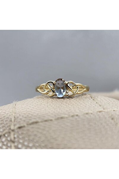 FasekGold Gümüş Yüzük - 0.60 Karat Zultanit Taşlı Fantazi Modern Tasarım 925 Ayar Gümüş Evlilik Alyansı