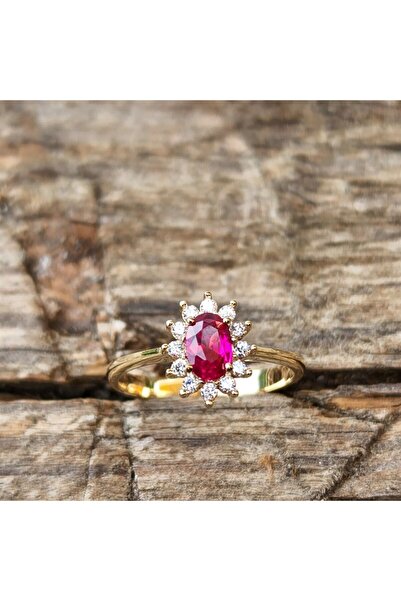 Huma Gold 1,05 CT Yakut 0,30 CT Pırlanta (Signty) Taşlı Anturajlı Vintage Tas...