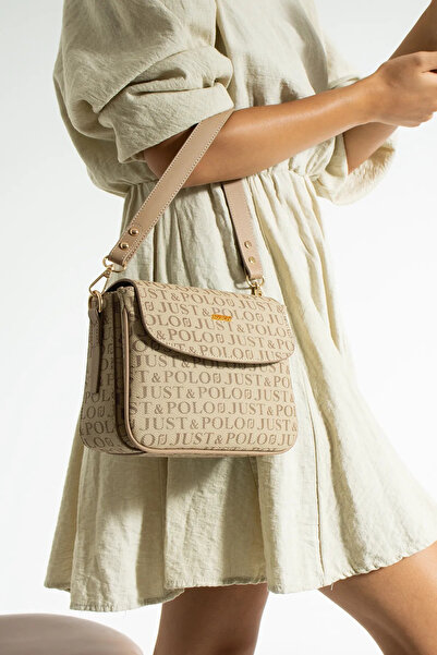 Just Polo Women's Sand 2 Compartment Shoulder Bag Monogram 2197mh