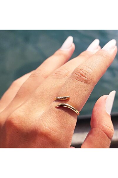 FasekGold Taşsız Altın Yüzük - Fantazi Taşsız 14 Ayar Altın Yüzük - Minimal, ...