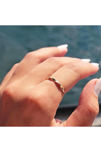 FasekGold Taşsız Altın Yüzük - 14 Ayar Altın Minimal Alyans - Hediyelik, Mini...