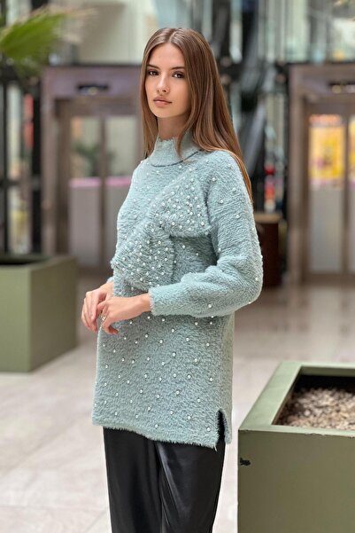 Ghisa Angora Sweater with Bow Detail and Pearls