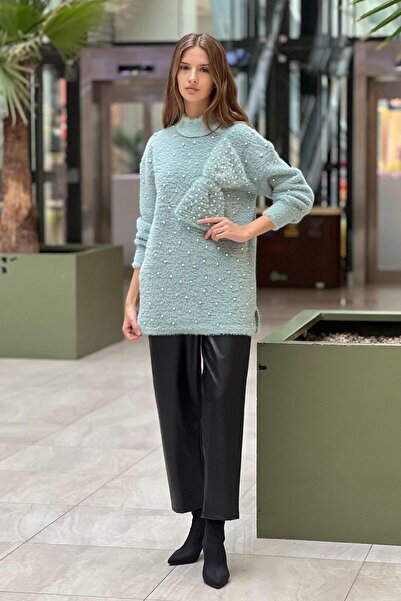 Ghisa Angora Sweater with Bow Detail and Pearls
