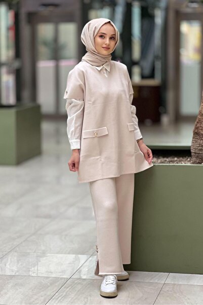 Ghisa Buttoned Wide Leg Knitwear Trousers