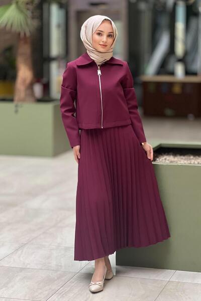 Nuss Bober Jacket Pleated Skirt Set