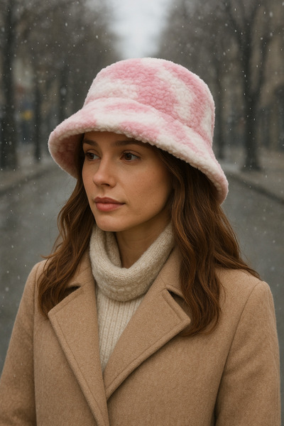 şapkadan Γυναικείο χειμωνιάτικο βελούδινο καπέλο ψαράδικο μπακέτα με βαφή μπατίκ