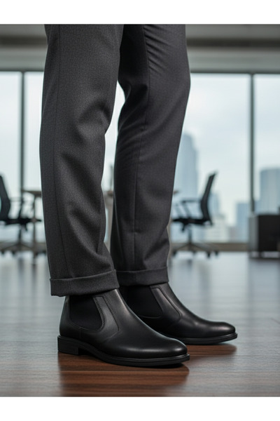 Ata 0660 SİYAH HAKİKİ DERİ FUL ortopedik celsi günlük erkek kaymaz taban erke...