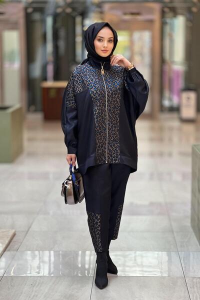 Nuss Leopard Patterned Jacquard Set with Trousers