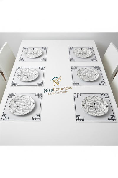 Nisahometeks 6 Pieces Rectangular Embroidered Linen American Tablecloth - Linen Supla