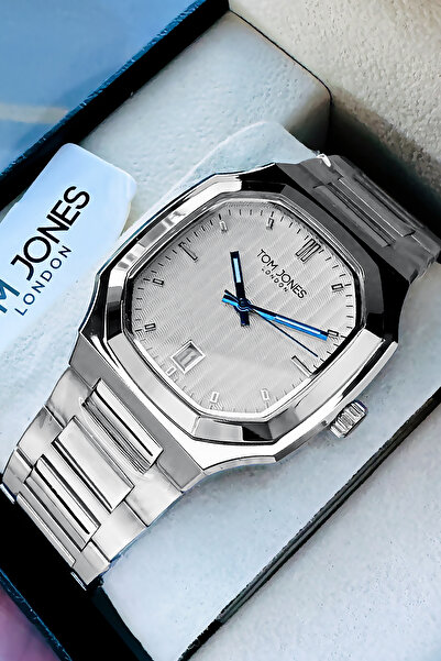 Tom Jones Kare Model Hediyelik Erkek Kol Saati Su Geçirmez Gümüş Renk Çelik Kordon Hediye Bileklik GTJE2103C2