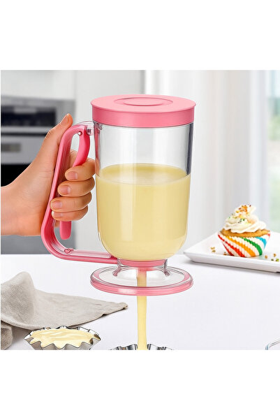 Homea Pankek Dağıtıcı Hamur Porsiyonlayıcı Şekillendirici 900 ml Dökme Aparatı Pembe