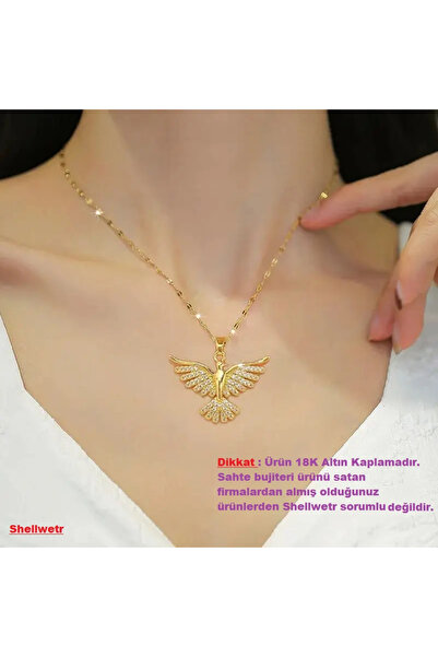shellwetr Kadın Kolye Italy Kadın Kolye 18K Altın Kaplama Anka Kuşu Gold Renk...