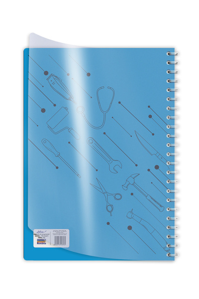 Libra A4 planner dated 2026, 192 pages, spiral bound, blue hardcover with plastic dust jacket
