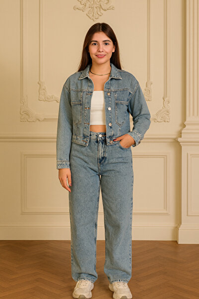 Bumu Elegancy Kadın Basic Kot Ceket