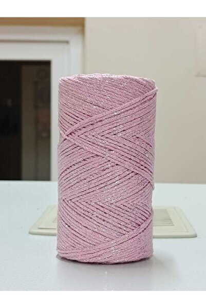 Bevella Macrame Cord خيط مكرامية فضي وردي فائق اللمعان 2 مم 200 جرام