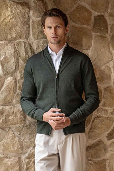 Paşahan Double Zippered Wool Knit Cardigan