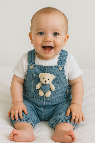 TUOBEBE Baby Jeans Slippers with Teddy Bear