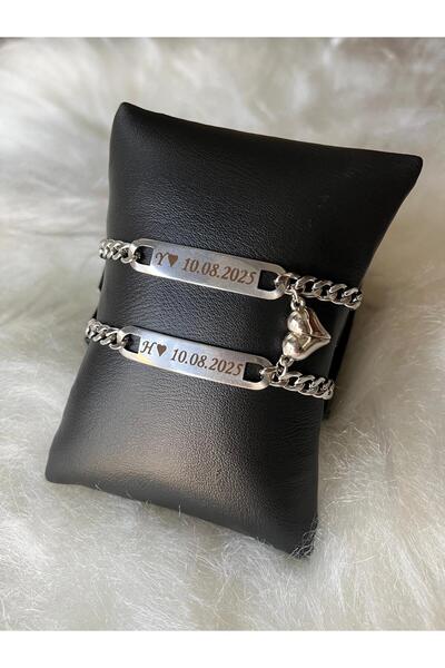 HayDün 2li Çelik kararmaz unisex arkadaş sevgili bileklik seti harfli mıknatı...