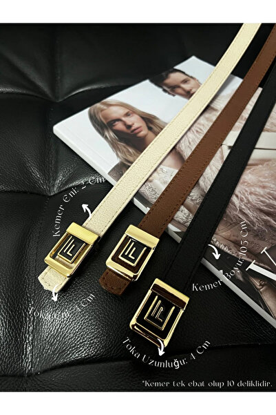 Fiori Curea subțire de damă din 3 piese cu cataramă aurie cu sigla F - pentru...