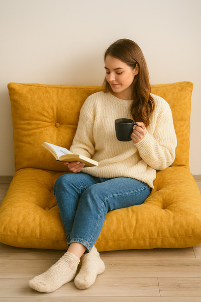 Mutfakta Moda Pofidik Sarı 80 X100 Yer Minderi Ikili Takım /köşe Petek Önü Pa...