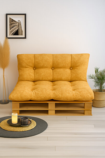 Mutfakta Moda Sarı Palet Minderi,iç Mekan,balkon Minderi,yer Minderi,köşe Min...