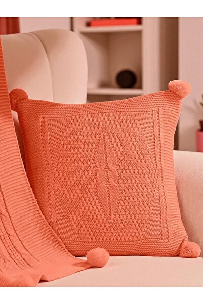YGT Home Knitwear Braided Decorative Throw Pillow Cover Salmon 45X45 Sofa Decor