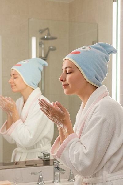 CAŞ DEKORASYON Prosop elastic pentru păr/cap cu figurină de monstru de culoare albastră