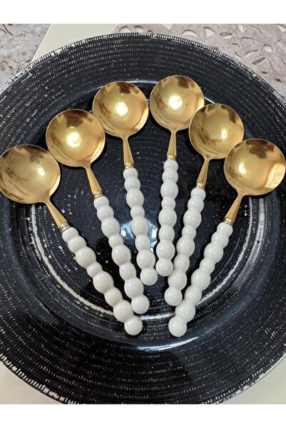 PerottiHome 6-Piece Gold Pearl Dinner Spoon Set