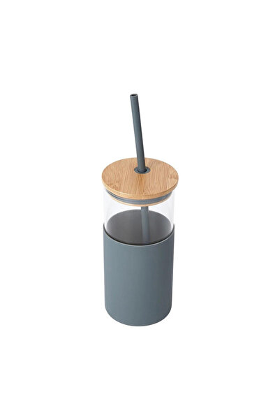SUPPLIER Glass Cup with Lid and Straw | Grey Tumbler