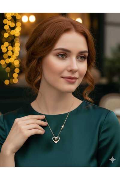 Papatya Silver 925 Ayar İncili Dorika Toplu Aşkın Harfi A Kalp Kolye.rose.gol...