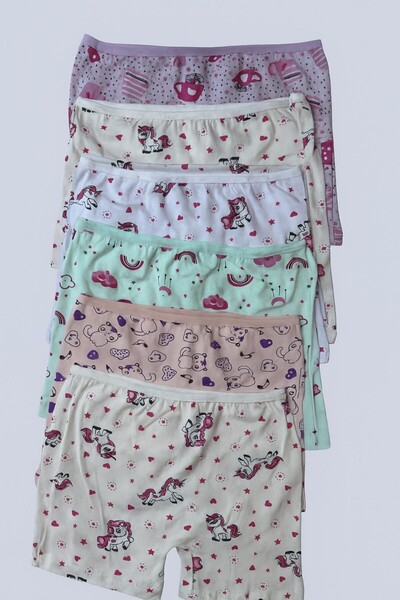 MOSTESS Βαμβακερά μποξεράκια για κορίτσια με μικτά σχέδια, συσκευασία 6 τεμαχίων, βαμβακερή παραγωγή