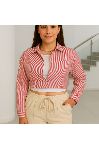 Bumu Elegancy Kadın Penyeli Crop Gömlek