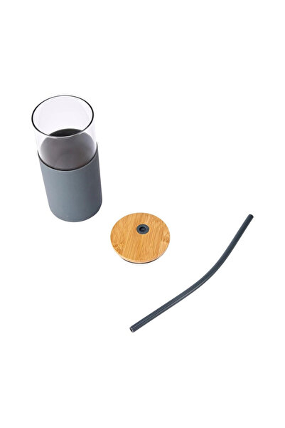 SUPPLIER Glass Cup with Lid and Straw | Grey Tumbler