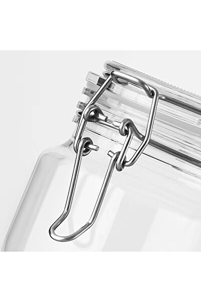 Store Korken Kare Kavanoz 1000 ml Vakumlu Kilitli Cam Saklama Kavanozu