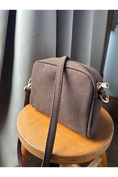 LEVA Acı kahve Süet çapraz çanta