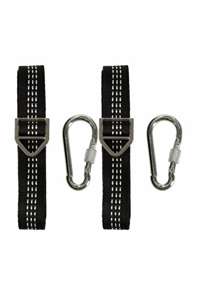 SERSIMO Hammock and swing attachment set with 2 durable 2 m straps and 2 carabiners, maximum 300 kg, black