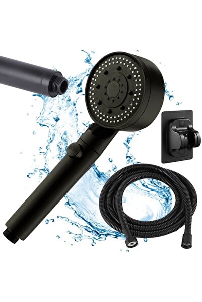 WTO Set de dus cu suport, WTO®, 5 functii, furtun 150 cm, ABS, Forma ergonomi...