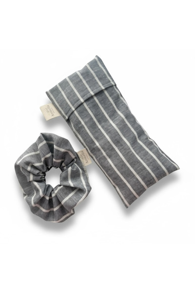 Işıldayan Kutular وسادة عين باللافندر ومشبك شعر باللافندر - كتان طبيعي - وساد...