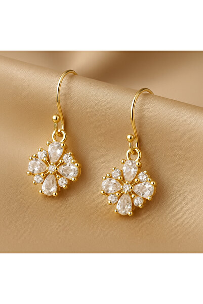 OEM Handmade Earrings with Delicate Flowers, Blown with 18K Gold – Ideal for a Romantic Date