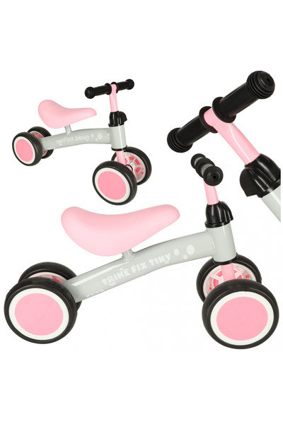 Ikonka Ride-On pentru copii Fix Tiny Roz, fara pedale, cu 4 roti, ghidon regl...