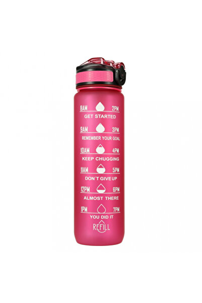 Ikonka Pink graduated sports water bottle, 1L capacity