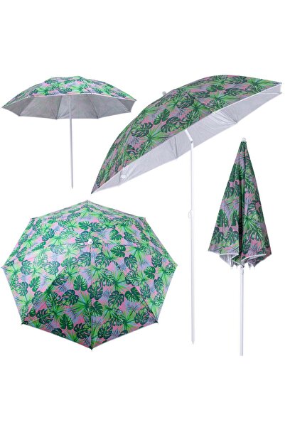 ZakupyTV Ομπρέλα θαλάσσης/κήπου, ZakupyTV, Μέταλλο/Πολυεστέρας, Σχέδιο φύλλων, 150 cm, Πράσινο/Ροζ