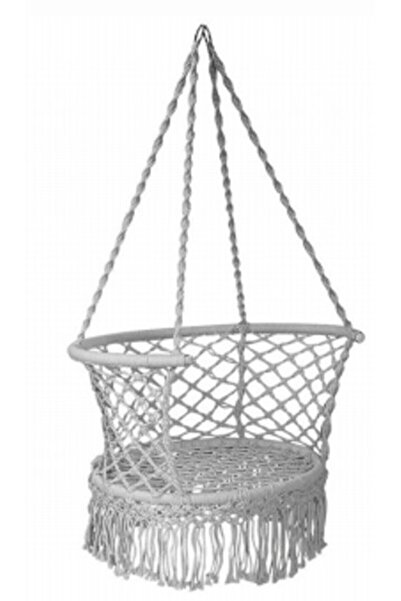 Ikonka Hanging swing with backrest, for yard or garden, with cotton ropes and metal frame, diameter