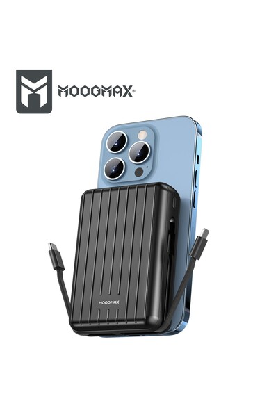 MOOGMAX باور بانك لاسلكي مغناطيسي من سلسلة trunk بسعة 20000mAh فائق الشحن وكبلان مدمجان شحن لاسلكي
