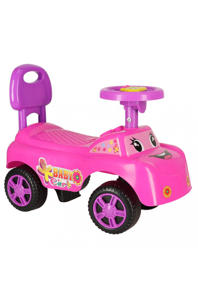 Ikonka Masinuta pentru copii Ikonka, fara pedale pink, volan cu butoane muzicale, potrivita copiilor intre